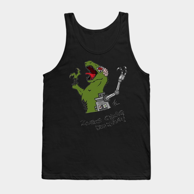 Zombie cyborg dinosaur Tank Top by Tianna Bahringer